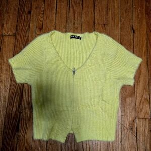 SHEIN Neon Yellow Fuzzy Crop Top